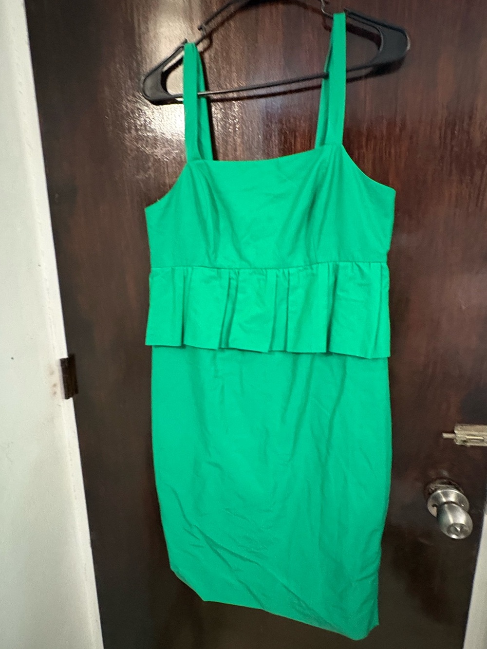 NWT J. Crew Emerald Green Peplum Midi Dress. Size 8.